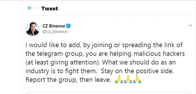 Binance Security Warning